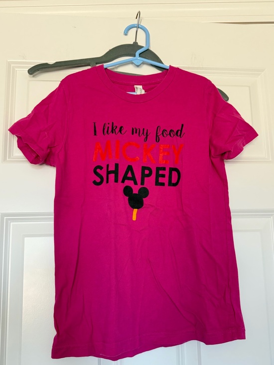 Other - Kids Disney tshirt small shop design I like my food Mickey shaped size M pink